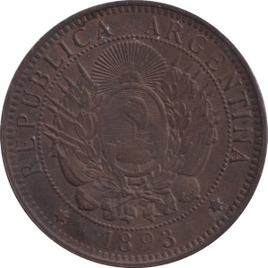 1893 TWO CENTAVOS ARGENTINA - WORLD COINS - Cambridgeshire Coins
