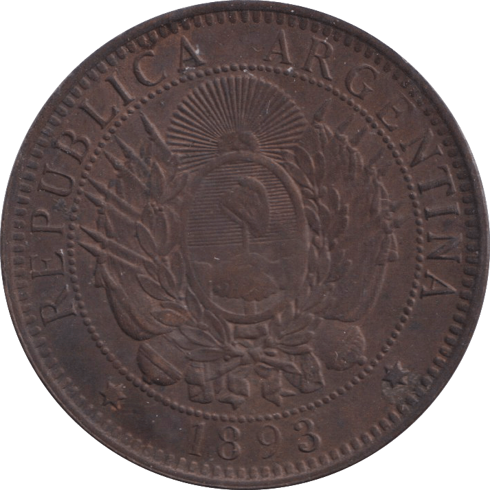 1893 TWO CENTAVOS ARGENTINA - WORLD COINS - Cambridgeshire Coins