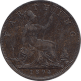 1894 FARTHING ( AUNC ) - FARTHING - Cambridgeshire Coins