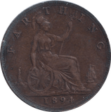 1894 FARTHING ( GVF ) - Farthing - Cambridgeshire Coins
