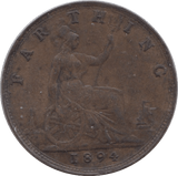 1894 FARTHING ( VF ) - Farthing - Cambridgeshire Coins