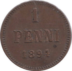 1894 FINLAND 1 PENNI - WORLD COINS - Cambridgeshire Coins