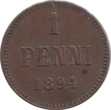 1894 FINLAND 1 PENNI - WORLD COINS - Cambridgeshire Coins