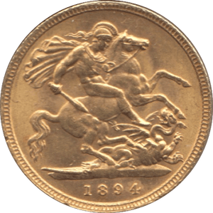 1894 GOLD HALF SOVEREIGN ( AUNC ) - HALF SOVEREIGN - Cambridgeshire Coins