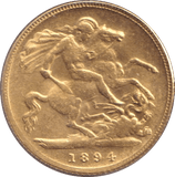 1894 GOLD HALF SOVEREIGN ( GVF ) - HALF SOVEREIGN - Cambridgeshire Coins