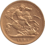 1894 GOLD HALF SOVEREIGN ( VF ) - HALF SOVEREIGN - Cambridgeshire Coins
