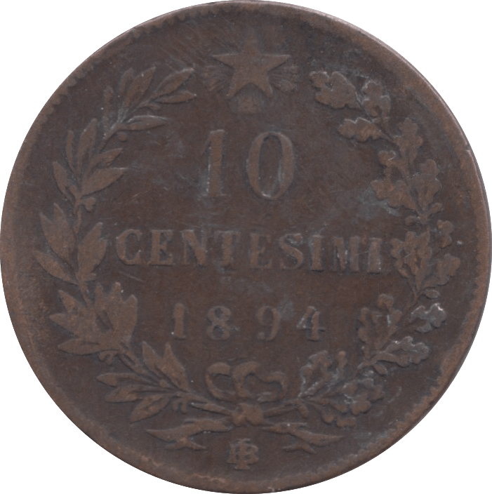 1894 ITALY 10 CENTESIMI - WORLD COINS - Cambridgeshire Coins