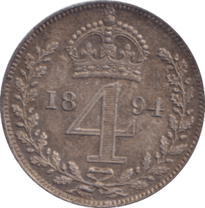 1894 MAUNDY FOURPENCE ( EF ) - MAUNDY FOURPENCE - Cambridgeshire Coins
