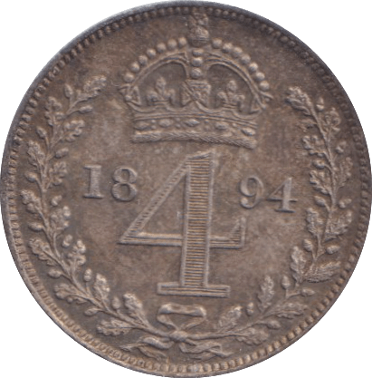 1894 MAUNDY FOURPENCE ( EF ) - MAUNDY FOURPENCE - Cambridgeshire Coins
