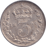 1894 MAUNDY THREEPENCE ( AUNC ) - MAUNDY THREEPENCE - Cambridgeshire Coins