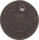 1894 NEWFOUNDLAND ONE CENT - HALFPENNY TOKEN - Cambridgeshire Coins
