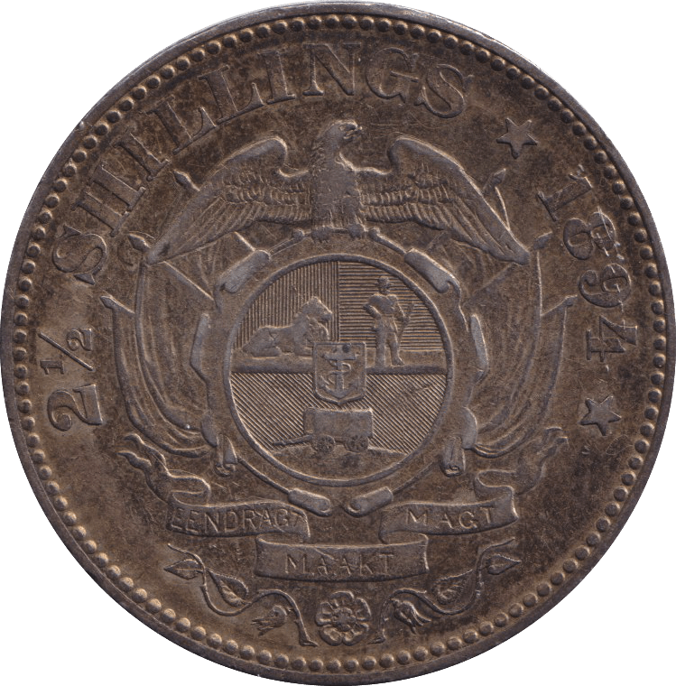 1894 SILVER 2 1/2 SHILLING SOUTH AFRICA - SILVER WORLD COINS - Cambridgeshire Coins