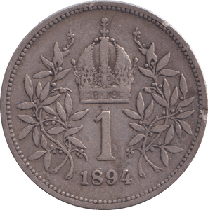 1894 SILVER CORONA AUSTRIA - SILVER WORLD COINS - Cambridgeshire Coins