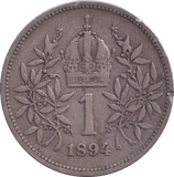 1894 SILVER CORONA AUSTRIA - SILVER WORLD COINS - Cambridgeshire Coins