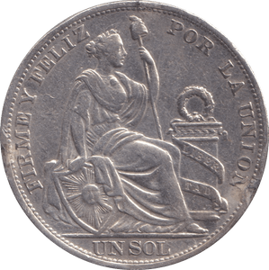 1894 SILVER ONE SOL PERU - SILVER WORLD COINS - Cambridgeshire Coins