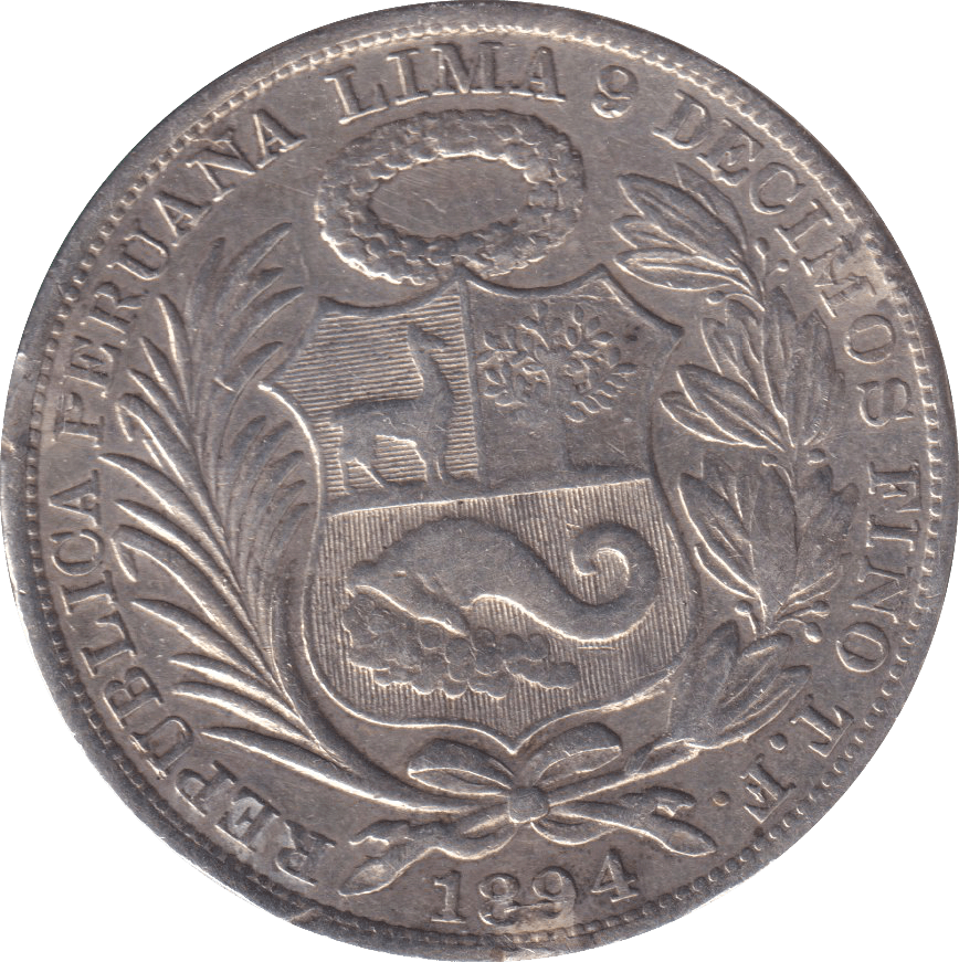 1894 SILVER ONE SOL PERU - SILVER WORLD COINS - Cambridgeshire Coins