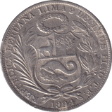 1894 SILVER ONE SOL PERU - SILVER WORLD COINS - Cambridgeshire Coins