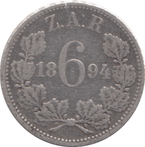 1894 SILVER SIXPENCE SOUTH AFRICA - SILVER WORLD COINS - Cambridgeshire Coins
