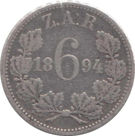 1894 SILVER SIXPENCE SOUTH AFRICA - SILVER WORLD COINS - Cambridgeshire Coins