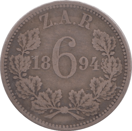 1894 SILVER SIXPENCE SOUTH AFRICA - SILVER WORLD COINS - Cambridgeshire Coins