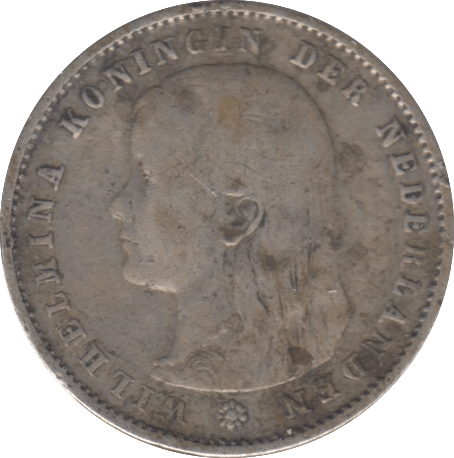 1894 SILVER TWENTY FIVE CENTS NETHERLANDS - SILVER WORLD COINS - Cambridgeshire Coins