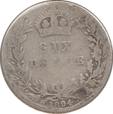1894 SIXPENCE ( FAIR ) - SIXPENCE - Cambridgeshire Coins