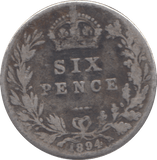 1894 SIXPENCE ( NF ) - SIXPENCE - Cambridgeshire Coins
