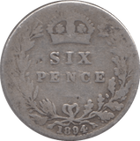1894 SIXPENCE ( NF ) - SIXPENCE - Cambridgeshire Coins