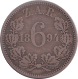 1894 SIXPENCE SOUTH AFRICA - WORLD COINS - Cambridgeshire Coins