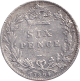 1894 SIXPENCE ( VF ) - SIXPENCE - Cambridgeshire Coins