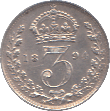 1894 THREEPENCE ( EF ) - THREEPENCE - Cambridgeshire Coins