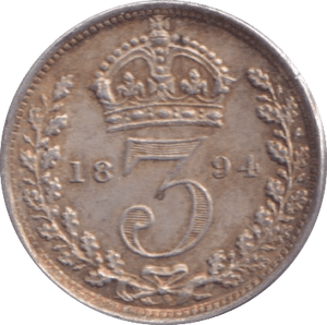 1894 THREEPENCE ( EF ) - Threepence - Cambridgeshire Coins