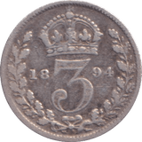1894 THREEPENCE ( FINE ) - THREEPENCE - Cambridgeshire Coins
