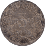 1894 THREEPENCE SOUTH AFRICA - SILVER WORLD COINS - Cambridgeshire Coins