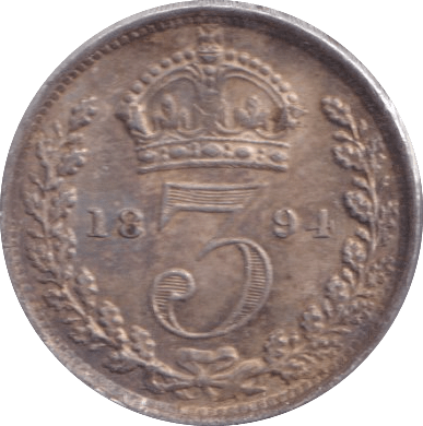 1894 THREEPENCE ( UNC ) - Threepence - Cambridgeshire Coins