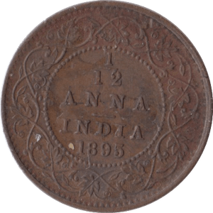 1895 1/12 ANNA INDIA - WORLD COINS - Cambridgeshire Coins