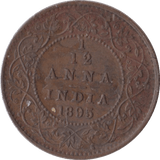 1895 1/12 ANNA INDIA - WORLD COINS - Cambridgeshire Coins
