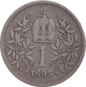 1895 SILVER 1 CORONA AUSTRIA - SILVER WORLD COINS - Cambridgeshire Coins