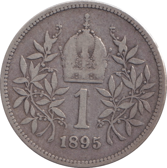 1895 SILVER 1 CORONA AUSTRIA - SILVER WORLD COINS - Cambridgeshire Coins