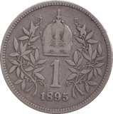 1895 SILVER 1 CORONA AUSTRIA - SILVER WORLD COINS - Cambridgeshire Coins