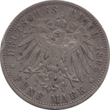 1895 SILVER 5 MARK PRUSSIA - SILVER WORLD COINS - Cambridgeshire Coins
