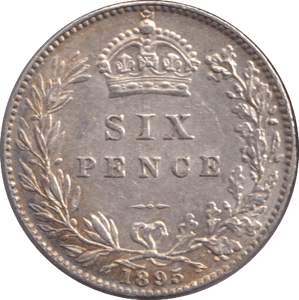 1895 SIXPENCE ( EF ) - SIXPENCE - Cambridgeshire Coins