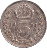 1895 THREEPENCE ( GVF ) - Threepence - Cambridgeshire Coins