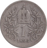 1896 SILVER CORONA AUSTRIA - SILVER WORLD COINS - Cambridgeshire Coins