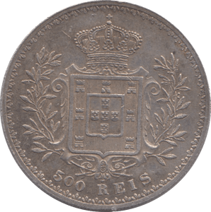 1896 SILVER PORTUGAL 500 REIS - SILVER WORLD COINS - Cambridgeshire Coins