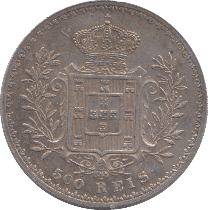 1896 SILVER PORTUGAL 500 REIS - SILVER WORLD COINS - Cambridgeshire Coins