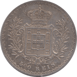1896 SILVER PORTUGAL 500 REIS - SILVER WORLD COINS - Cambridgeshire Coins