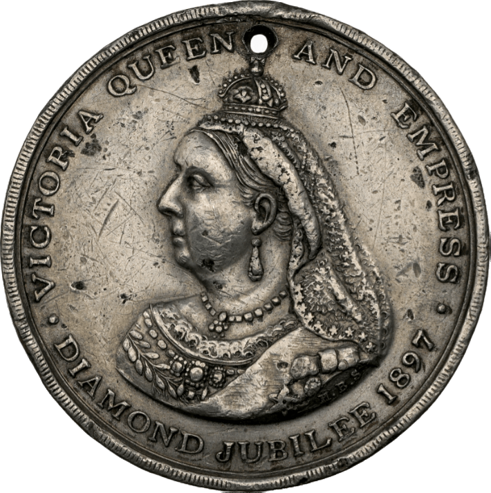 1897 G.BRIT BHM-3565 VICTORIA DIAMOND JUBILEE BRITISH HISTORICAL MEDAL WM ( NGC ) AU Details HOLED - NGC SILVER COINS - Cambridgeshire Coins