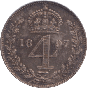 1897 MAUNDY FOURPENCE 22 ( EF ) - MAUNDY FOURPENCE - Cambridgeshire Coins