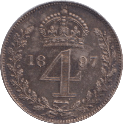1897 MAUNDY FOURPENCE 22 ( EF ) - MAUNDY FOURPENCE - Cambridgeshire Coins